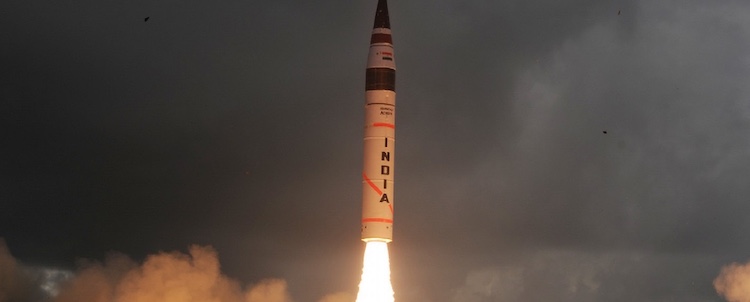 Pakistan’s threats of nuclear first use have given India incentives to develop disarming capabilities that might neutralize Pakistan’s nuclear capabilities in a future conflict. India test-launched its Agni-V ICBM for the second time, September 15, 2013. (Defence Research and Development Organisation) - Photo: 2024