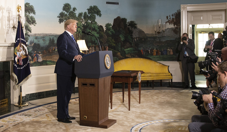 Photo: Then U.S. President Trump announcing withdrawal from Iran nuclear deal in May 2018. Credit: The White House Flickr.